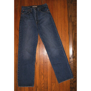 Levi's Women's Premium Ribcage Straight Button Fly Jeans, Blue, High-Rise, 29x32